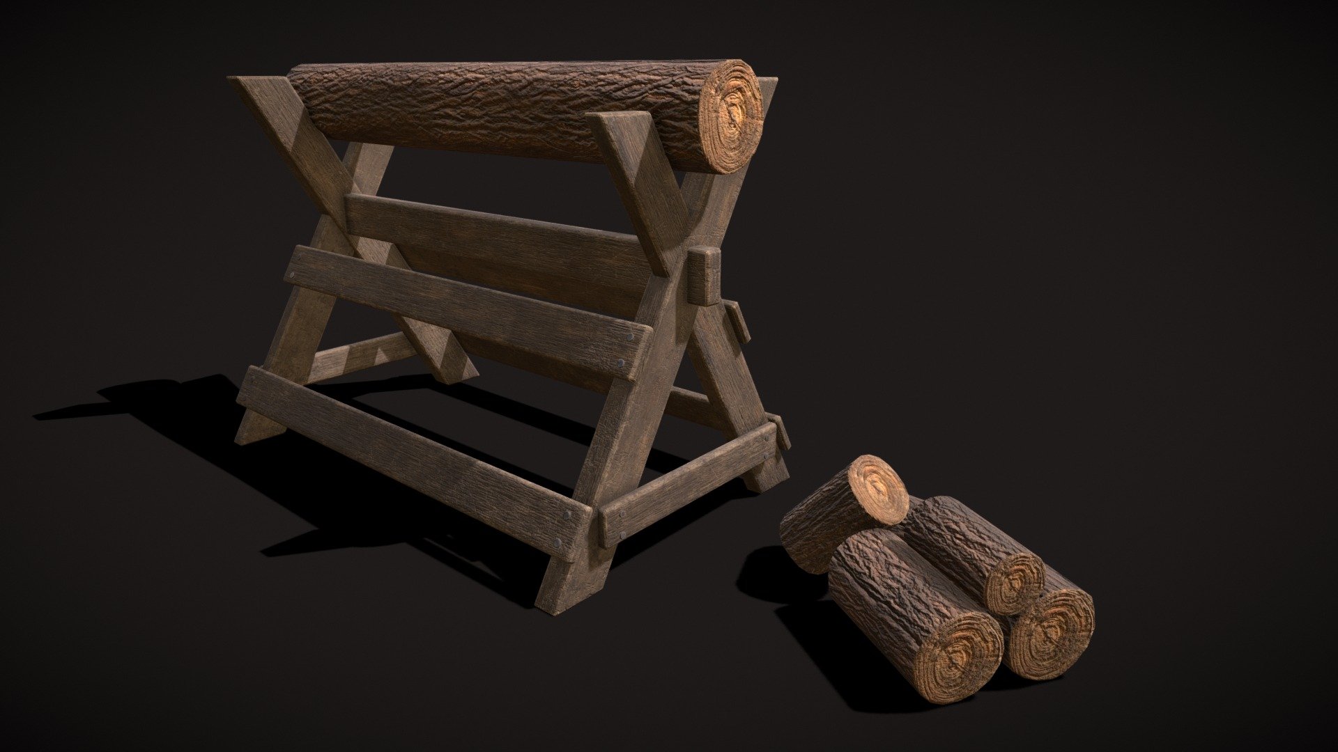 Log_Saw_Horse 3d model pbr texture 4k - Log_Saw_Horse - Buy Royalty Free 3D model by GetDeadEntertainment 3d model