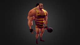 Strongman muscles, strongman, character, low-poly, game, art