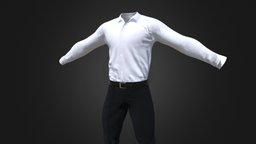 Formal Shirt & Trouser shirt, pbr-texturing, trouser, pbr-materials, white-shirt, black-trouser, formals, black-trousers, formal-wear, pbr
