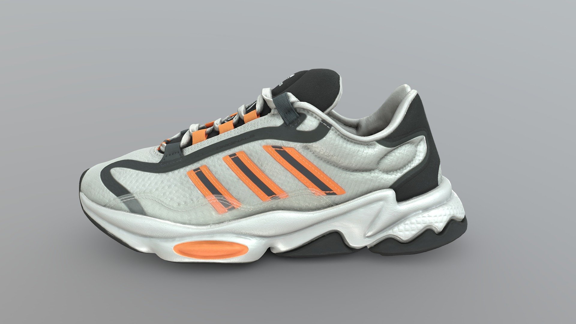 Realistic high detailed Sneaker model with high resolution textures. Model created by our unique semi-automatic scanning technology

Optimized for 3D web and AR / VR

=======FEATURES===========




The units of measurement during the creation process were milimeters. 

Clean and optimized topology is used for maximum polygon efficiency. 

This model consists of 1 meshes.

All objects have fully unwrapped UVs.

The model has 2 material Includes high detailed normal map

Includes High detail 4096x4096 .png textures (diffuse (base color), Roughness, Metallness, Normal) 95k polygons - Adidas Ozweego Pure sneaker - Buy Royalty Free 3D model by VRModelFactory 3d model