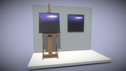 Cloud landscape, painted, deco, painting, easel, galerie, decorate, oil-painting, software-service-john-gmbh, low-poly, art, pbr, decoration, interior, dirk-john