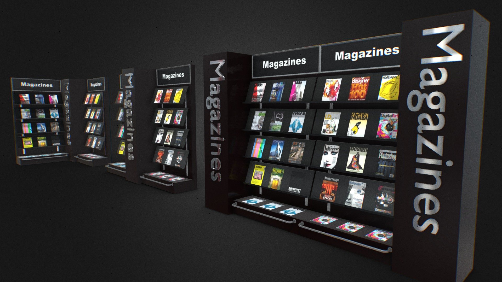 modular magazine book shelf bookshop elements for retail store or coffee shop in mall - modular magazine book shelf bookshop - Buy Royalty Free 3D model by 3D Content Online (@hknoblauch) 3d model