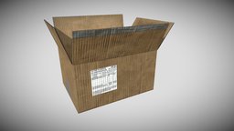 A Cardboard Box tape, prop, paper, bread, realistic, box, 2048, 1024, cardboard-box, substance, painter, game, blender