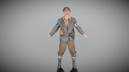 French soldier from WW2 ready for animation 425 french, archviz, scanning, ww2, warrior, soldier, people, pose, standing, army, unreal, guard, equipment, obj, infantry, fbx, combat, uniform, 1940s, quality, partisan, ukraine, ztl, apose, readyforanimation, ready-to-use, realitycapture, character, unity, game, pbr, lowpoly, helmet, 3dscan, man, military, war, highpoly, gameready, "person", "ready-to-rig", "standwithukraine"