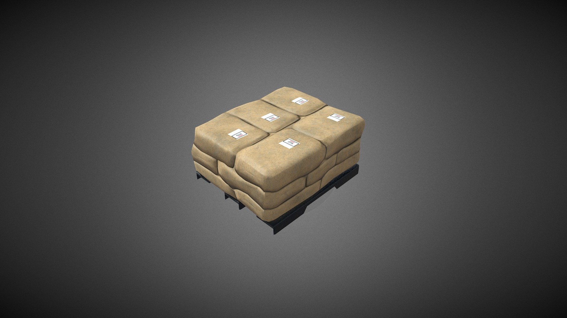 Cement Bag Stack ~300 Polygons - Cement Bag Stack Low Poly - 3D model by Gonzo850 3d model