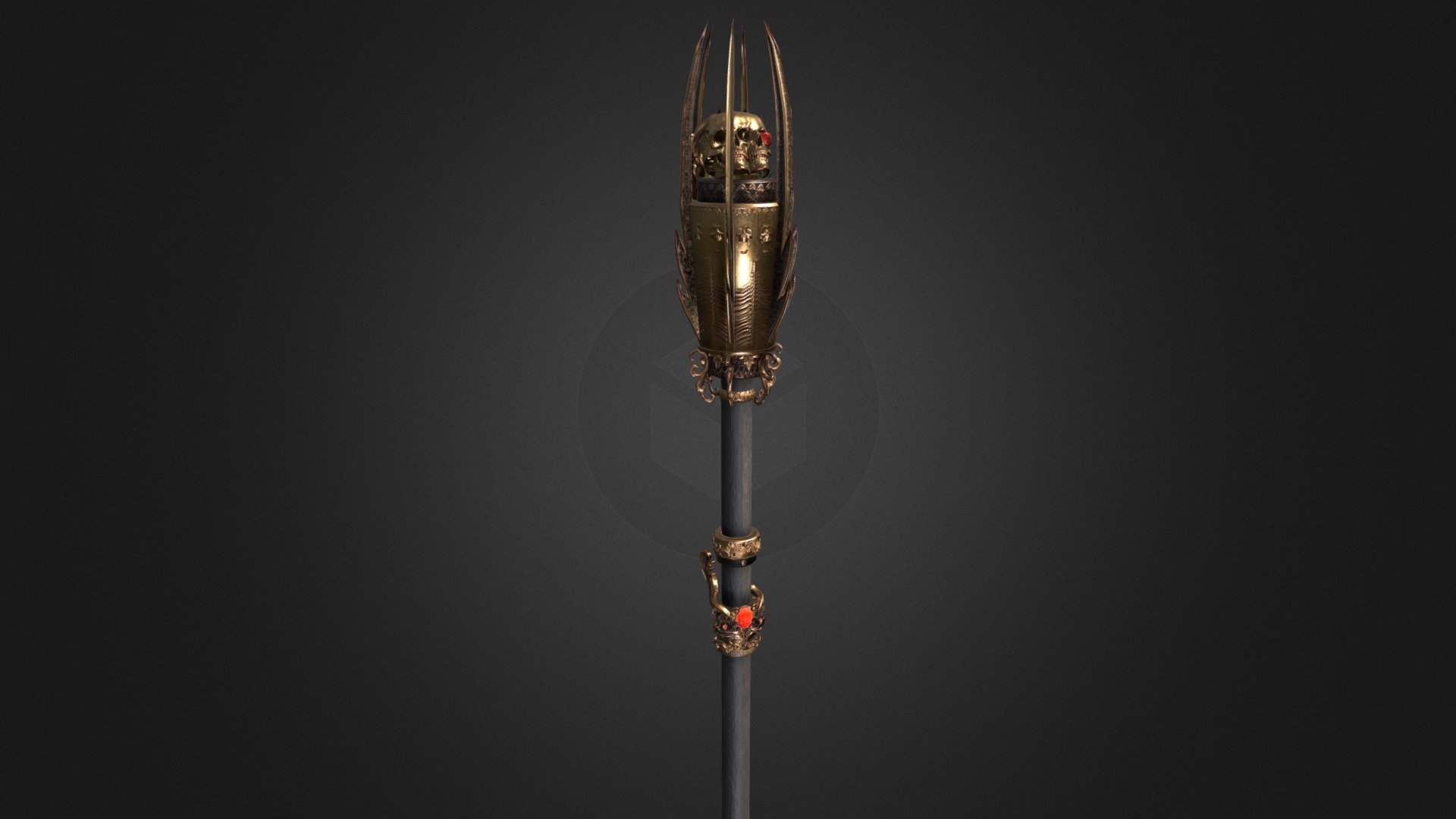 Cursed staff

High-quality model focused on game development with PBR textures. Executed without plug-ins, is ready for use in a variety of formats (you can write if you need a specific).

Included:

Staff model - 10,635 verts

Main material with texture maps:

Color 8192x8192 Roughness 8192x8192 Normal 8192x8192 Metallic 8192x8192

The fantasy staff is made in a dark style, ebony decorated with gold ornaments and skulls. Ideal for dark characters such as skeleton, dark magician. Detailing allows the model to be used in games and game engines, while the quality is not inferior to high poly models 3d model