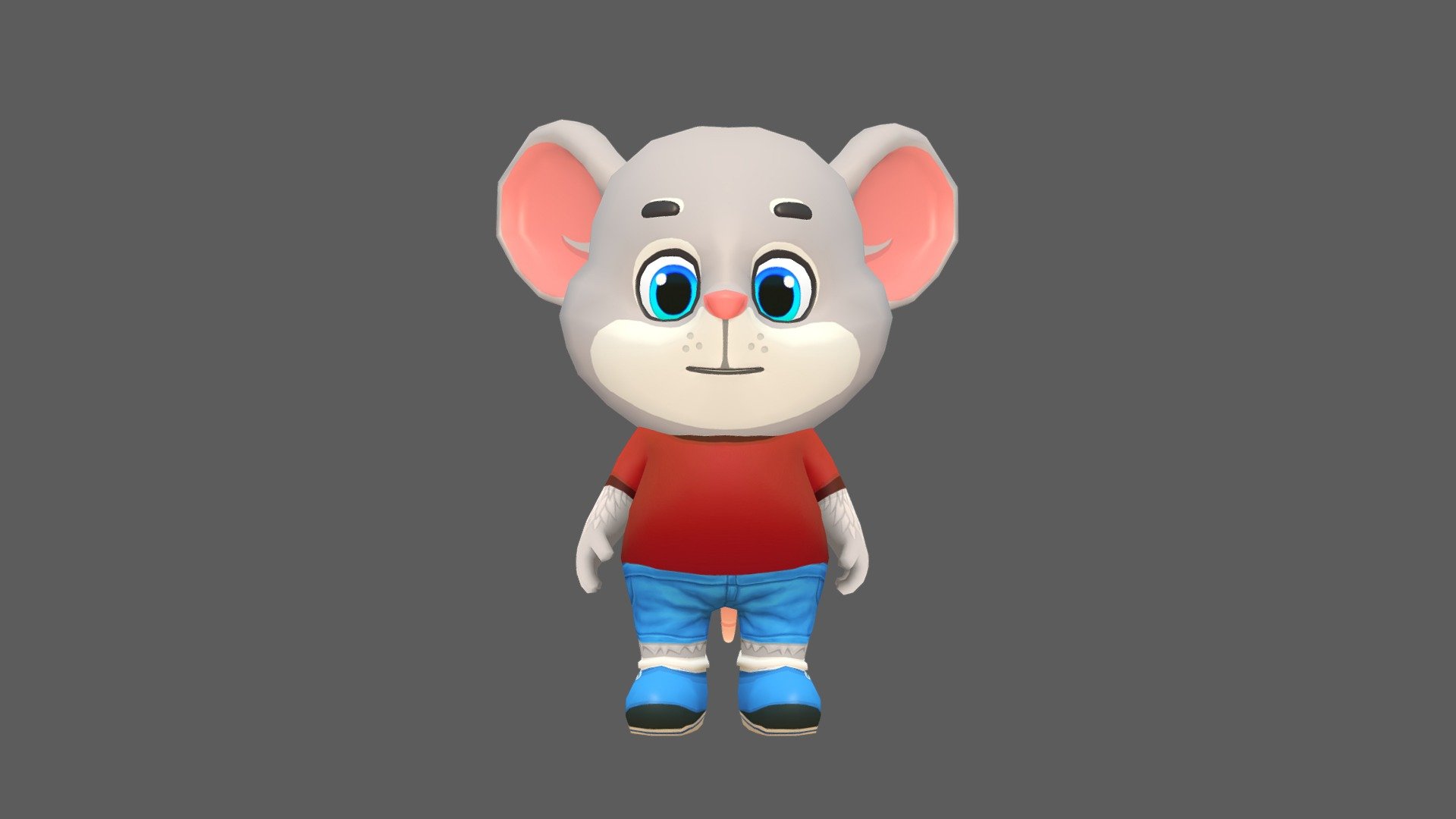 Mouse Rat Rodent character for games and animations. The model is game ready and compatible with game engines.

Included Files:


Maya (.ma, .mb) - 2015 - 2020
FBX - 2014 - 2020
OBJ

Supports Humanoid Animation:


Unity Humanoid compatible.
Mixamo and other humanoid animation libraries (MoCap).
Removable Tail.

Full Facial and Body Rig for further animation.

The model is lowpoly with four texture resolutions 4096x4096, 2048x2048, 1024x1024 &amp; 512x512.

The package includes 18 Animations:


Run
Idle
Jump
Leap left
Leap right
Skidding
Roll
Crash &amp; Death
Power up
Whirl
Whirl jump
Waving in air
Backwards run
Dizzy
Gum Bubble
Gliding
Waving
Looking behind

The model is fully rigged and can be easily animated in case further animating or modification is required.

The model is game ready at:


3696 Polygons
3679 Vertices

The model is UV mapped with non-overlapping UV's. The shadows and lights are baked in the texture 3d model
