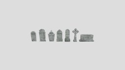 Low Poly Tombstone Pack 8K and 4K Textures