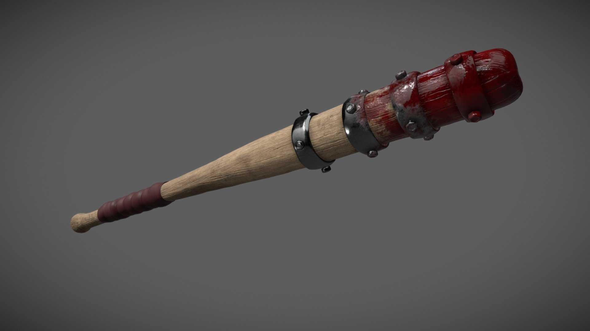 A blood-splatterd bat, made in substance - Blood bat - 3D model by Léon Maurice (@Silveraze) 3d model