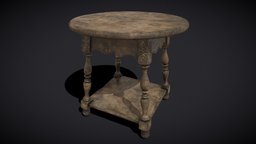 Elegant Round Side Table bedroom, dresser, small, side, medieval, surface, end, worn, furniture, table, unique, marble, realistic, models, elegant, quality, saxon, furnishings, highend, various, church