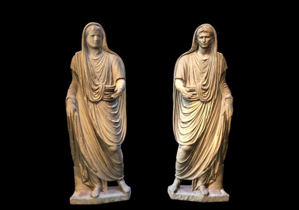 Mirrored statues of a robed Augustus and Agrippa, restored as the sculptures that once adorned the monumental niches to either side of the Pantheon doorway 3d model