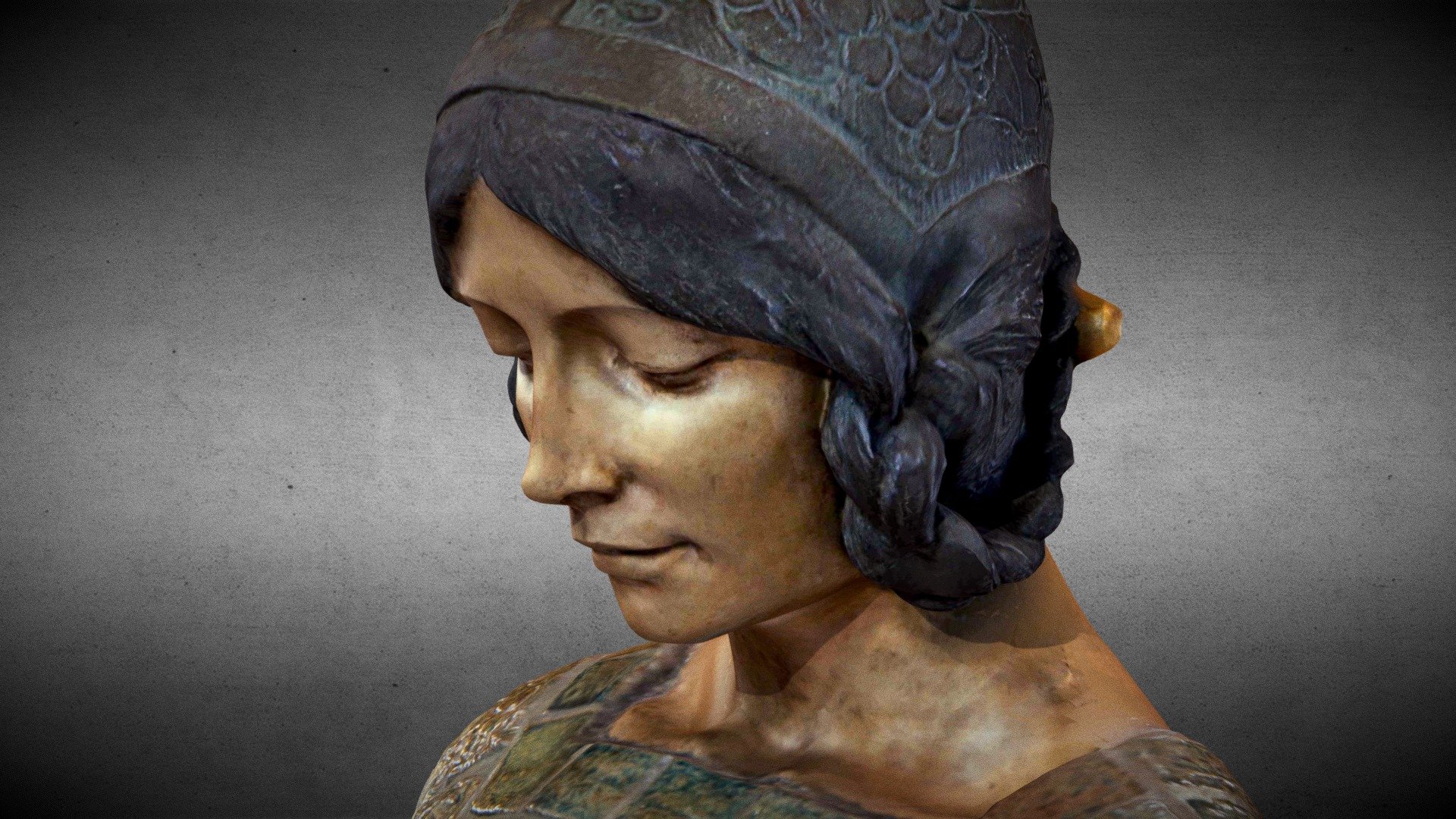 This is a fragment of an unusual painted sculpture from Le Petit Palais 3d model
