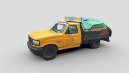 Yellow truck F250 XL truck, yellow, f250, metashape, 3dscan