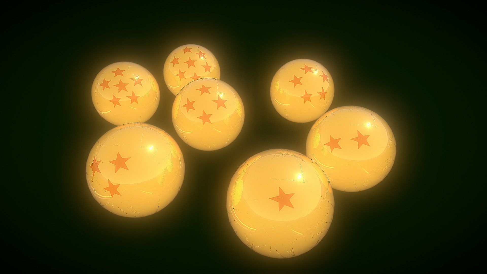 All 7 Dragonballs from a very well-known anime ;) - Dragonballs - 3D model by GreGrey452 3d model