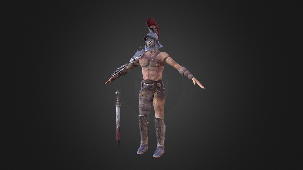 Gladiator biped character and sword prop that will be used in an Unreal Engine game cinematic.

Modeled and UV'd in Houdini.

Textured in Substance Painter.  

Created by Gabriel Valdivia 
https://sketchfab.com/gvaldivia - SideFX Gladiator - 3D model by SideFX 3d model