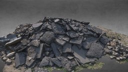 Construction rubble abandoned, ruins, broken, industry, dirt, debris, pile, hospital, rubble, wreckage, realitycapture, lowpoly, stone, construction