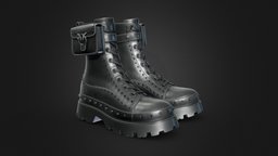 Pinko Combat Boots leather, spikes, punk, fashion, boot, boots, pinko, black