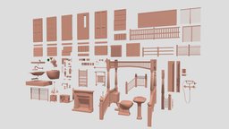 Buildings_kit_1.0 (CC0) fence, shower, sink, toilet, radiator, airconditioner, kitbash, architrave, cc0, doorhandle, rooftile, skirting, house, home, free, building, door