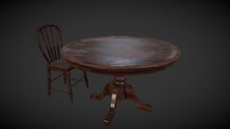 Saloon vintage, saloon, antique, table, western, poker, varnished, chair, wood