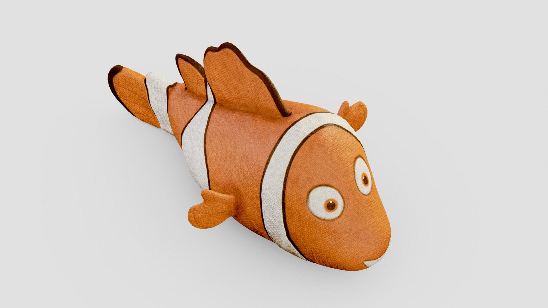 PBR Game-Ready Model of Nemo Furry Toy.

Technical Info:



Textures: In the scene included 132 textures: Base Color (Diffuse), Normal Map, Roughness, AO, Metalic. The resolution of the textures are 2048x2048. File format: JPG. Important: Also the scene contains Albedo textures (Just colors with no baked light)



Tris Count: 18,218 Polys.



Original Messures: Width: 30 cm (11,8 ″), Depth: 53 cm (20,8 &ldquo;), Height: 25 cm (9.8 &ldquo;)



UV Mapped: Yes



Original Model Format: DAE (Imported from Substance Painter)



Description:
Just a Small Nemo Furry Toy ;) - Nemo Furry Toy - 3D model by Ren Viro Store (@renviros) 3d model