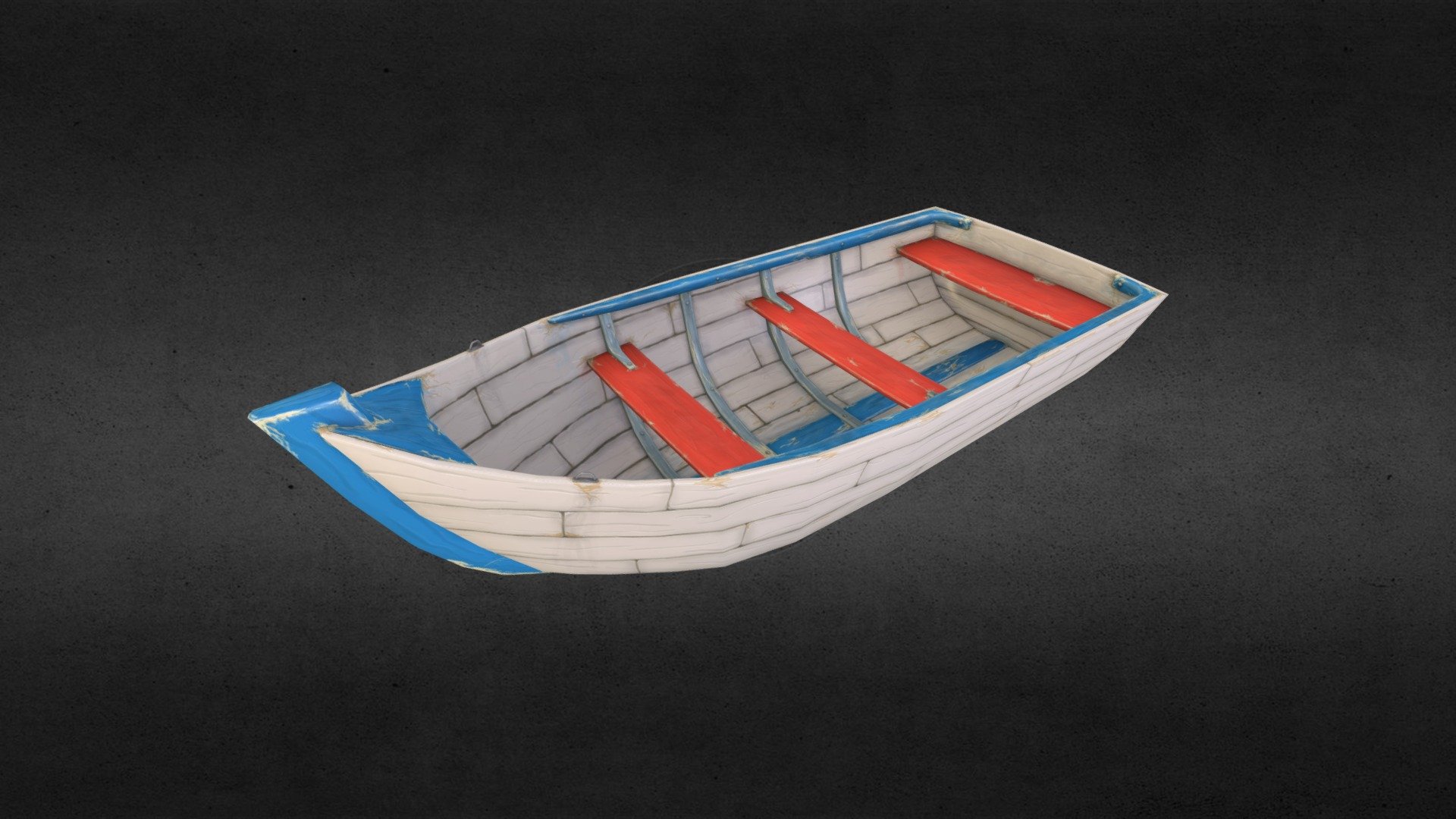 A wooden boat, fully hand painted 3d model