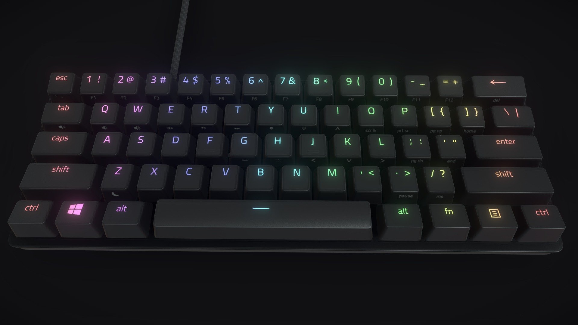 Razer Huntsman Mini 3d model With 8K textures (metallic/roughness) with 4 different Base Color Textures: Black and white keyboard, purple and red switches.

 - Razer Huntsman Mini Keyboard - Download Free 3D model by FoxFX (@FoxFXMD) 3d model