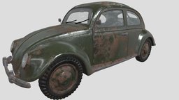 VW Style Beetle Bug Old Rusty WW2 Wrecked Car ww, ww2, bug, beetle, volkswagen, germany, national, volkswagen-beetle, car, war