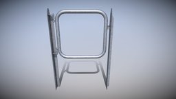 Small Steel Railing Door (Low-Poly) small, railings, railing, components, stainless-steel, vis-all-3d, 3dhaupt, software-service-john-gmbh, blender28, subdiv-ready, low-poly, animation, modular, door, steel, railing-door