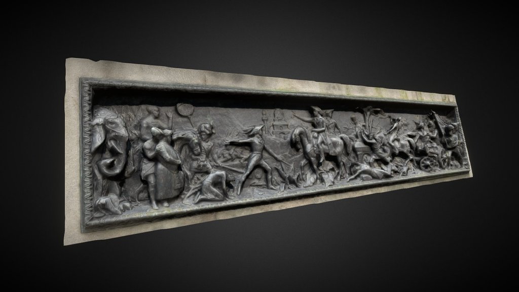 Photogrammetry-based 3D reconstruction of one of the four bronze plates on the Duke of Wellington Statue, Glasgow.



Original dimensions: ca. 225 cm x 52 cm; 

Artist: Carlo Marochetti, 1844



Software used: Agisoft Photoscan, Meshlab, Autodesk Mudbox, Adobe Photoshop



Production details on 

** GoMA Heritage Visualisation ** - Plate on Duke of Wellington Statue, Glasgow - 3D model by Jessica Bergs (@jessicabergs) 3d model