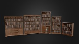 Victorian Bookcase Collection office, victorian, library, vintage, study, unreal, pack, lounge, books, antique, collection, vr, bookcase, realistic, old, game-ready, cabinets, game-asset, bookcases, asset-pack, victorian-furniture, unity, low-poly, game, blender, pbr, substance-painter