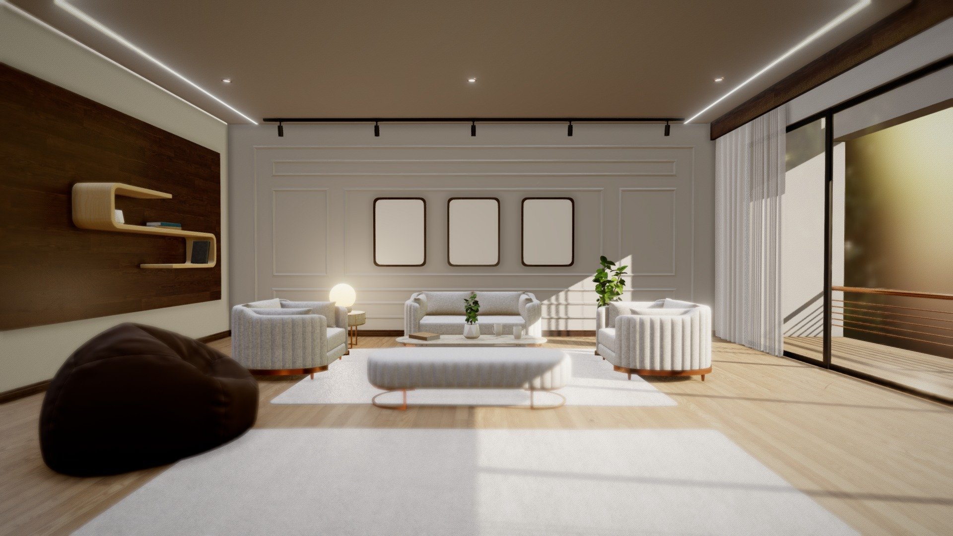Its a Living Room Low poly 3d model

It has sofa set, Plant, table, carpet, Lights, Door, TV, Balcony, Wall Design, Painting, Lamp, Bean bag, wall showcase, wall, Designs, Celling Lights.

Great for any interior projects OR AR/VR, Project.

Feel free to comment for any query or suggestions 3d model