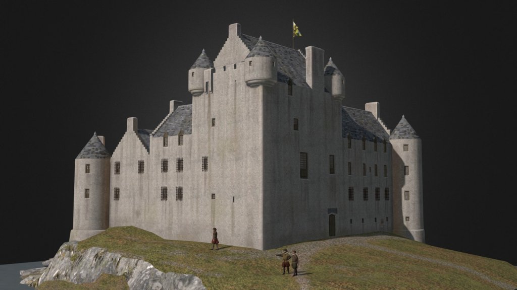 3D model reconstruction of Kilchurn Castle (late 1600's). I am not entirely certain on the layout of the laich hall and the height of the south west ranges so this is &lsquo;best guess' 3d model