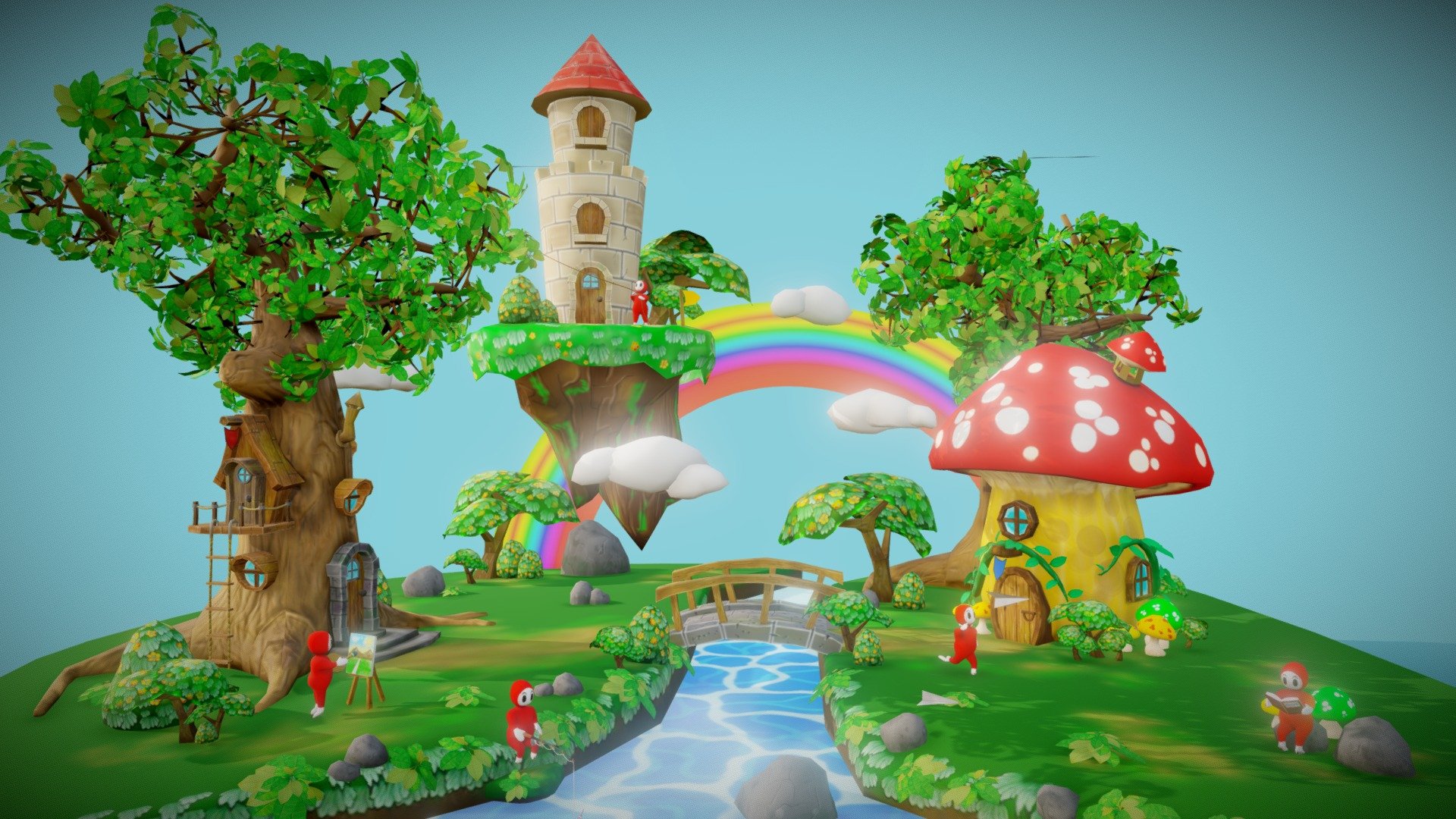 Stylized 3D modelling Envronment 

Made with blender 2.90

Link tree house only -  https://skfb.ly/o6qEw
Link Mushroom House only : https://skfb.ly/o687E - Stylized Environment Low Poly - 3D model by pcy78 3d model