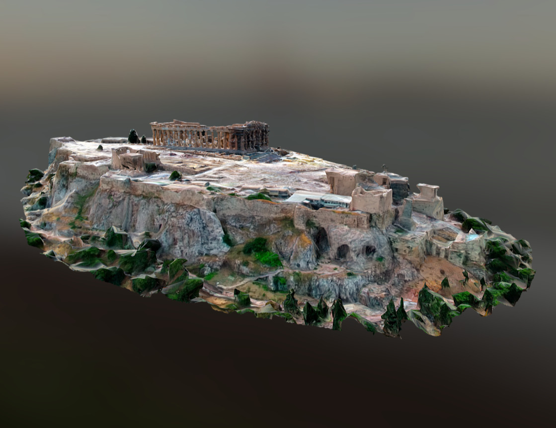 Parthenon temple, Acropolis in Athens Greece.
I created the model of the temple and the landscape with Agisoft Photoscan trial using a drone video. Fixes of the geometries and texture maps were done in ZBrush 3d model