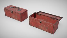 Toolbox mechanic, red, b3d, work, mechanical, garage, tools, industry, metal, hardware, tool, box, toolbox, blender, pbr, lowpoly, home, car, workshop, factory, shop, container, industrial