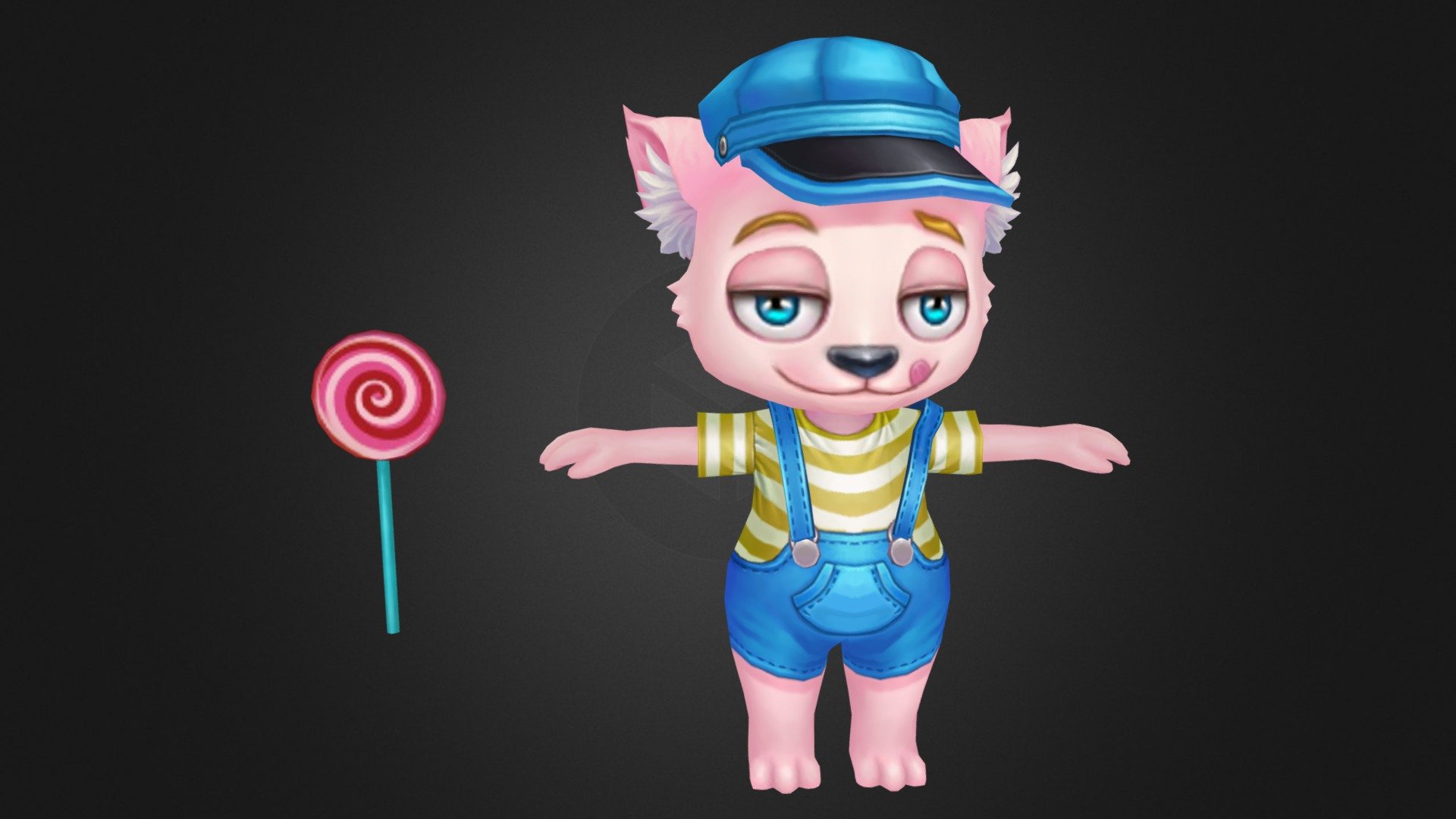 chibi humanoid doggy character with lollipop - 3D model by lydiaqx 3d model