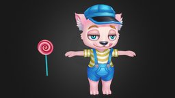 chibi humanoid doggy character with lollipop