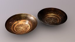 Bowls food, plate, bowl, hd, dinner, metal, realistic, copper, realism, photorealism, foodbowl, dining, highresolution, serving, dinnerplate, gold, 3dee