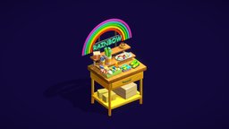 Candy stall table, candy, rainbow, sweets, sketchfabweeklychallenge, blender, shop