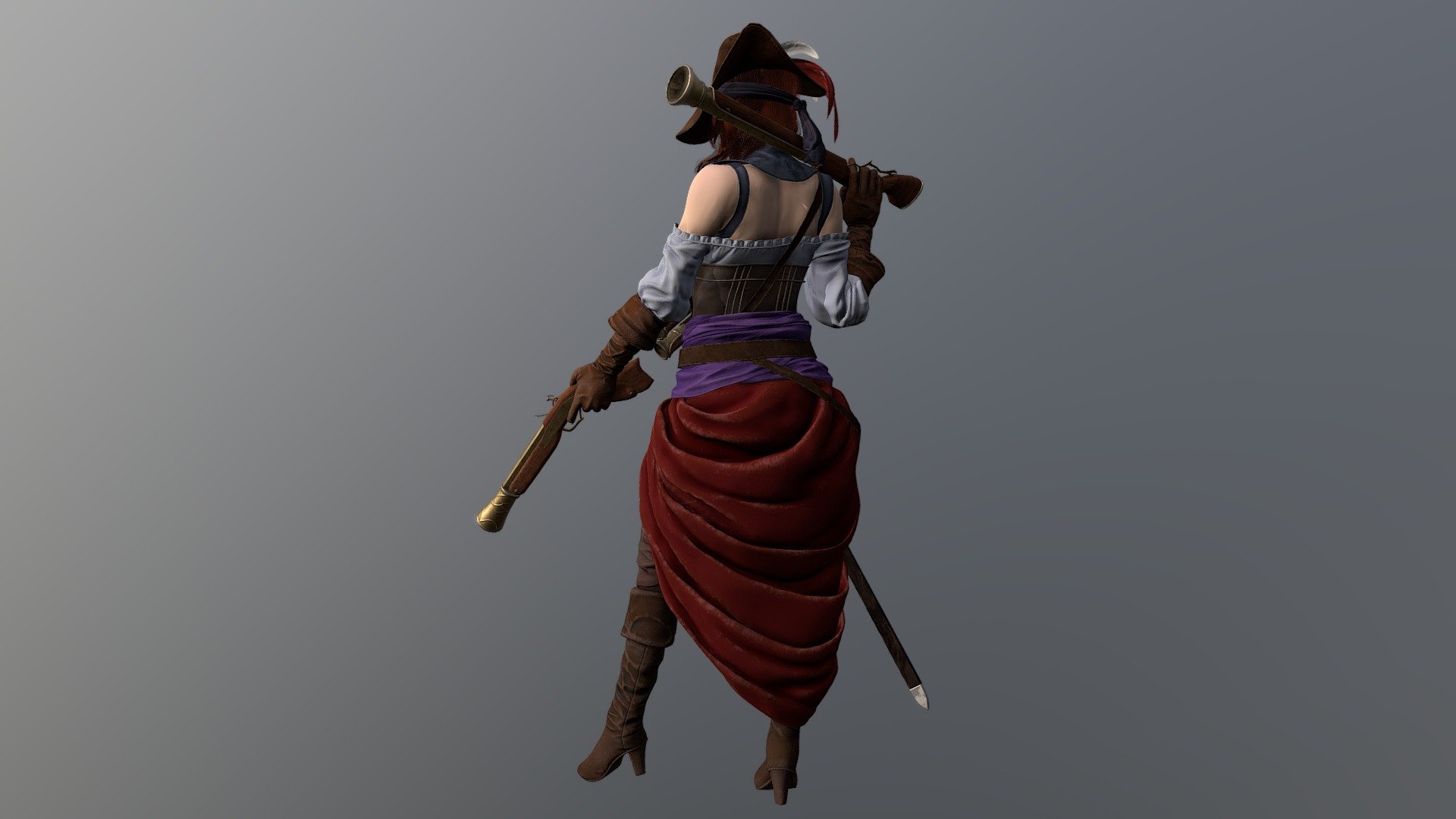 Female pirate - 3D model by yzdatm 3d model