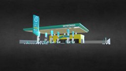 Petronas Gas Station malaysia, gas-station, low-poly