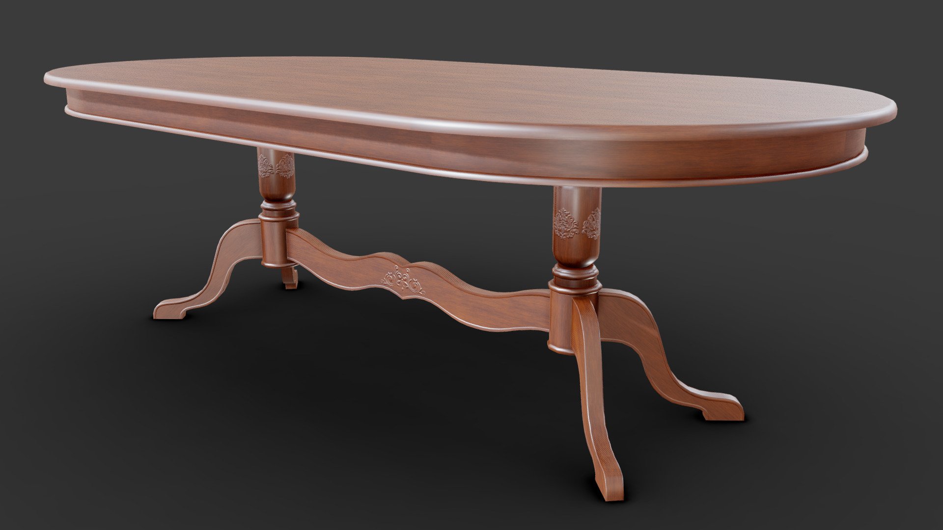 An antique Victorian era dining table made out of mahogany with carved embellishments.

Modeled in Blender, normal map bake in Painter.

The model has a separate lightmap UV channel 3d model