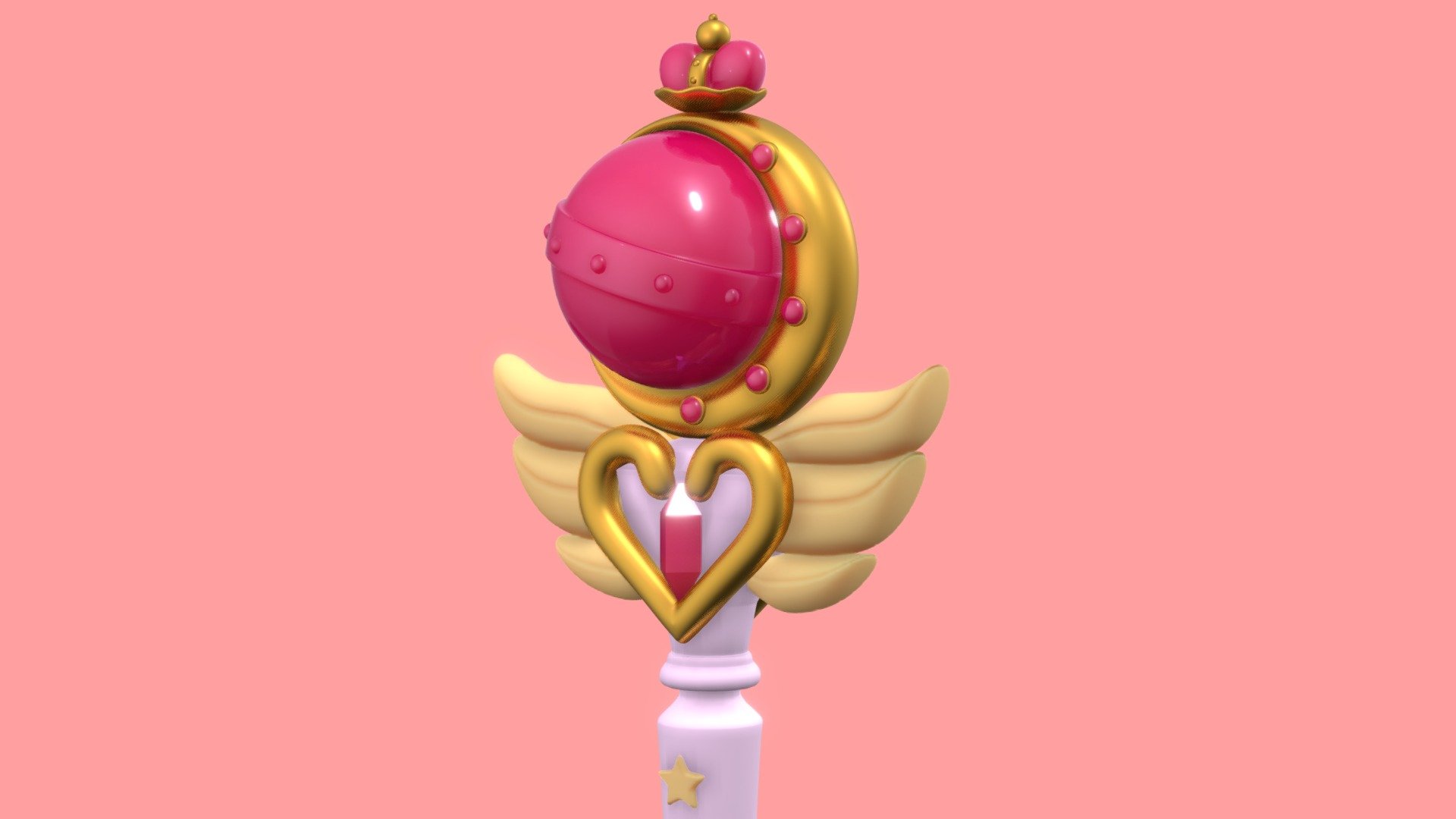 I made this wand in 2019, when I was just learning to model objects. I did it, of course, because of my apprecoation of the series - Sailor Moon's Nostalgic Wand - 3D model by RikkiLorie 3d model