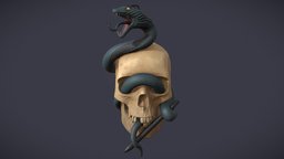 Skull & Snake sculpt, creatures, snake, scull, digital3d