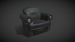 Armchair Low-poly sofa, leather, armchair, couch, furniture, chair, home, interior