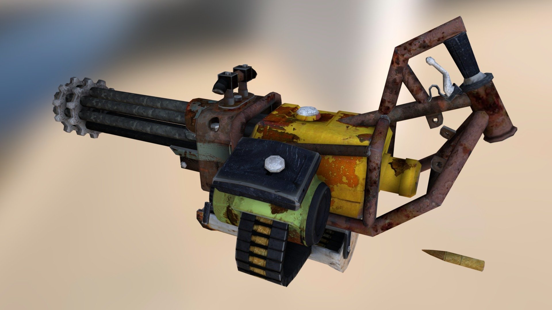homemade minigun modeled for Into the Dead Homemade weapons collection 3d model