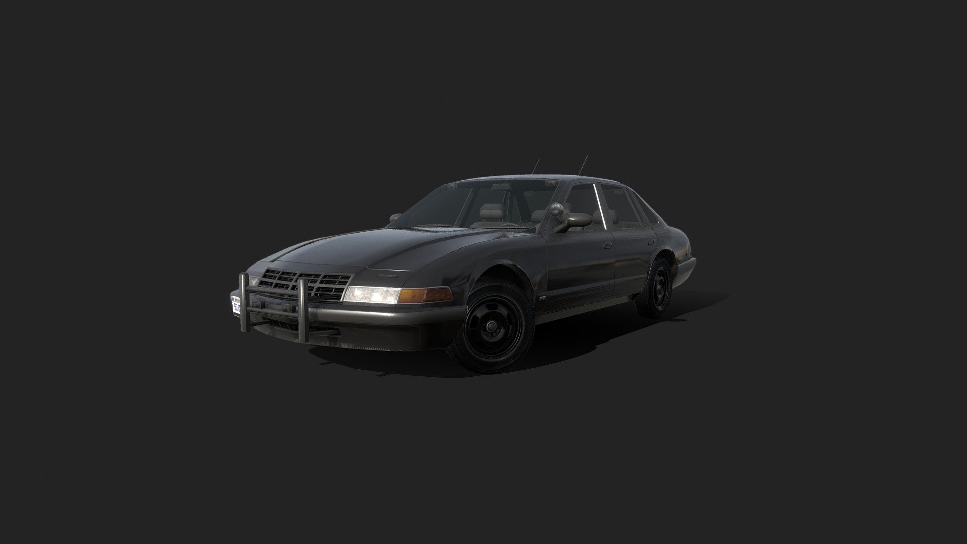 Model of an American sedan of the 90s in a police package. The design is inspired not only by the Crown Victorias familiar to us, but also by cab-forward Chryslers, to give a more European appearance to the body. Use the model as you see fit, and have a nice day 3d model