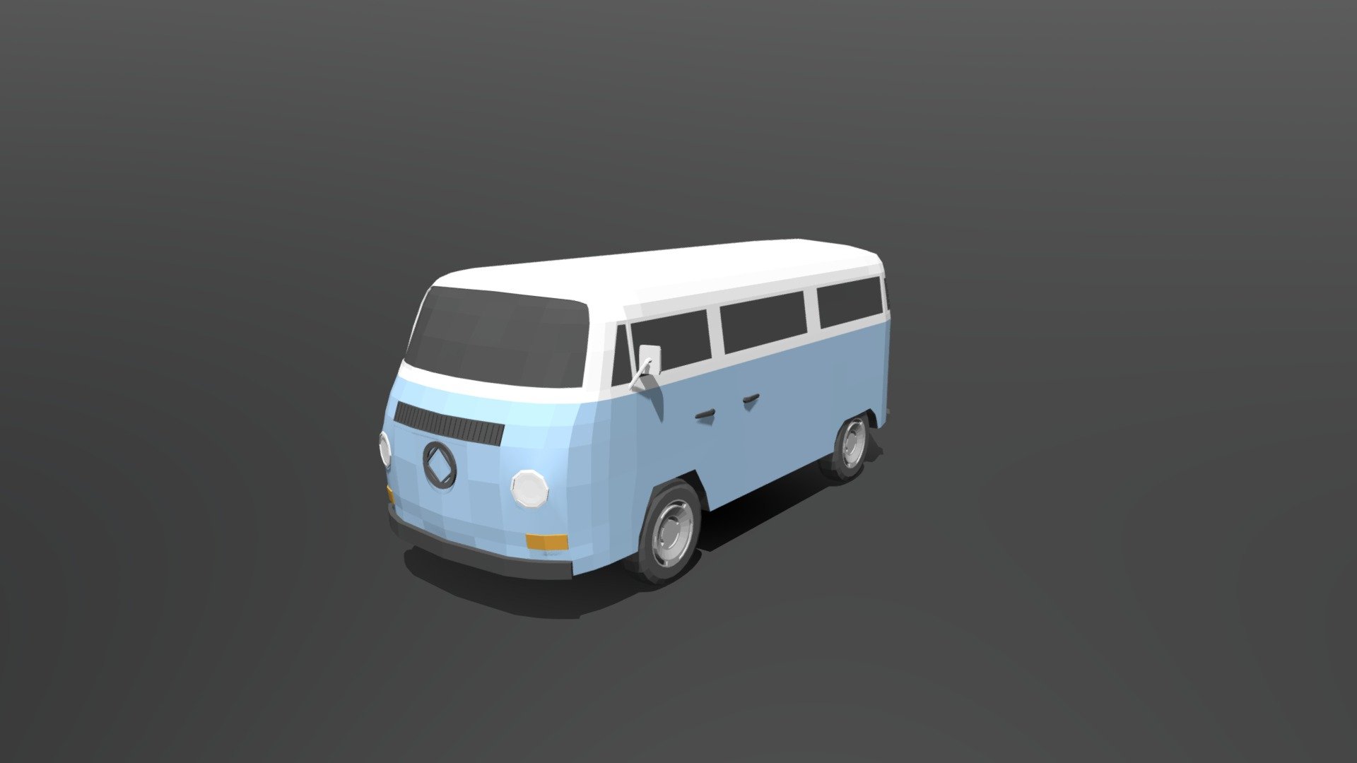This is a low poly 3d model of a retro van. The low poly van was modeled and prepared for low-poly style renderings, background, general CG visualization presented as a mesh with quads only.

Verts : 4.480 Faces: 4.450

The model have simple materials with diffuse colors.

No ring, maps and no UVW mapping is available.

The original file was created in blender. You will receive a 3DS, OBJ, FBX, blend, DAE, Stl.

All preview images were rendered with Blender Cycles. Product is ready to render out-of-the-box. Please note that the lights, cameras, and background is only included in the .blend file. The model is clean and alone in the other provided files, centred at origin and has real-world scale 3d model
