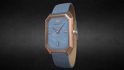 Armani Two-Hand Blue Leather Watch