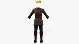 King Costume Dress Crown Boots france, french, medieval, crown, england, dress, boots, king, realistic, real, costume, english, mens, outfit, metaverse, pbr, low, poly, male
